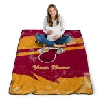 customized miami heat brushstroke layers red quilt blanket best selling
