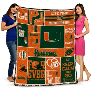 customized miami hurricanes helmet passion orange quilt blanket best selling