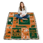 customized miami hurricanes helmet passion orange quilt blanket best selling