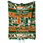 customized miami hurricanes layered florals orange white quilt blanket best selling