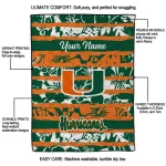 customized miami hurricanes layered florals orange white quilt blanket best selling