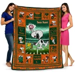 customized miami hurricanes snoopy coach orange quilt blanket best selling