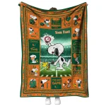 customized miami hurricanes snoopy coach orange quilt blanket best selling