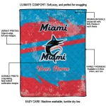 customized miami marlins brushstroke layers blue quilt blanket best selling