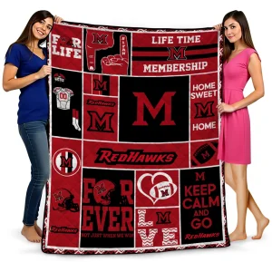 customized miami redhawks helmet passion red quilt blanket best selling