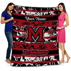 customized miami redhawks layered florals red white quilt blanket best selling