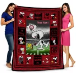 customized miami redhawks snoopy coach red quilt blanket best selling