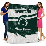 customized michigan state spartans brushstroke layers green quilt blanket best selling