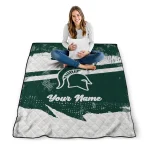 customized michigan state spartans brushstroke layers green quilt blanket best selling