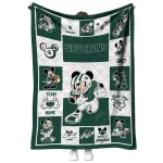 customized michigan state spartans mickey crimson green white quilt blanket best selling