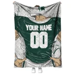 customized michigan state spartans player sketch green gray quilt blanket best selling