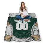 customized michigan state spartans player sketch green gray quilt blanket best selling