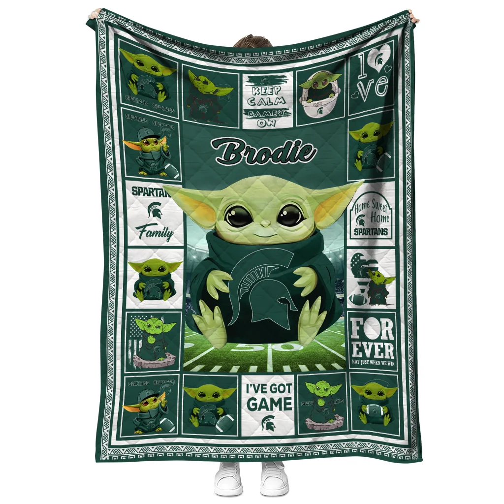 customized michigan state spartans yody baby pattern green quilt blanket fashion forward customized michigan state spartans yody baby pattern green quilt blanket fashion forward