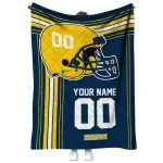 customized michigan wolverines helmet theme blue quilt blanket best selling