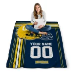 customized michigan wolverines helmet theme blue quilt blanket best selling