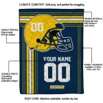 customized michigan wolverines helmet theme blue quilt blanket best selling
