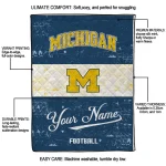 customized michigan wolverines hibiscus burst blue white quilt blanket best selling