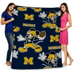 customized michigan wolverines mickey football blue quilt blanket best selling