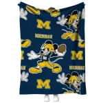 customized michigan wolverines mickey football blue quilt blanket best selling