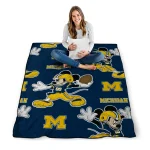 customized michigan wolverines mickey football blue quilt blanket best selling