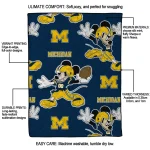 customized michigan wolverines mickey football blue quilt blanket best selling