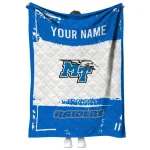 customized middle tennessee blue raiders grunge patch blue white quilt blanket best selling
