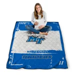 customized middle tennessee blue raiders grunge patch blue white quilt blanket best selling