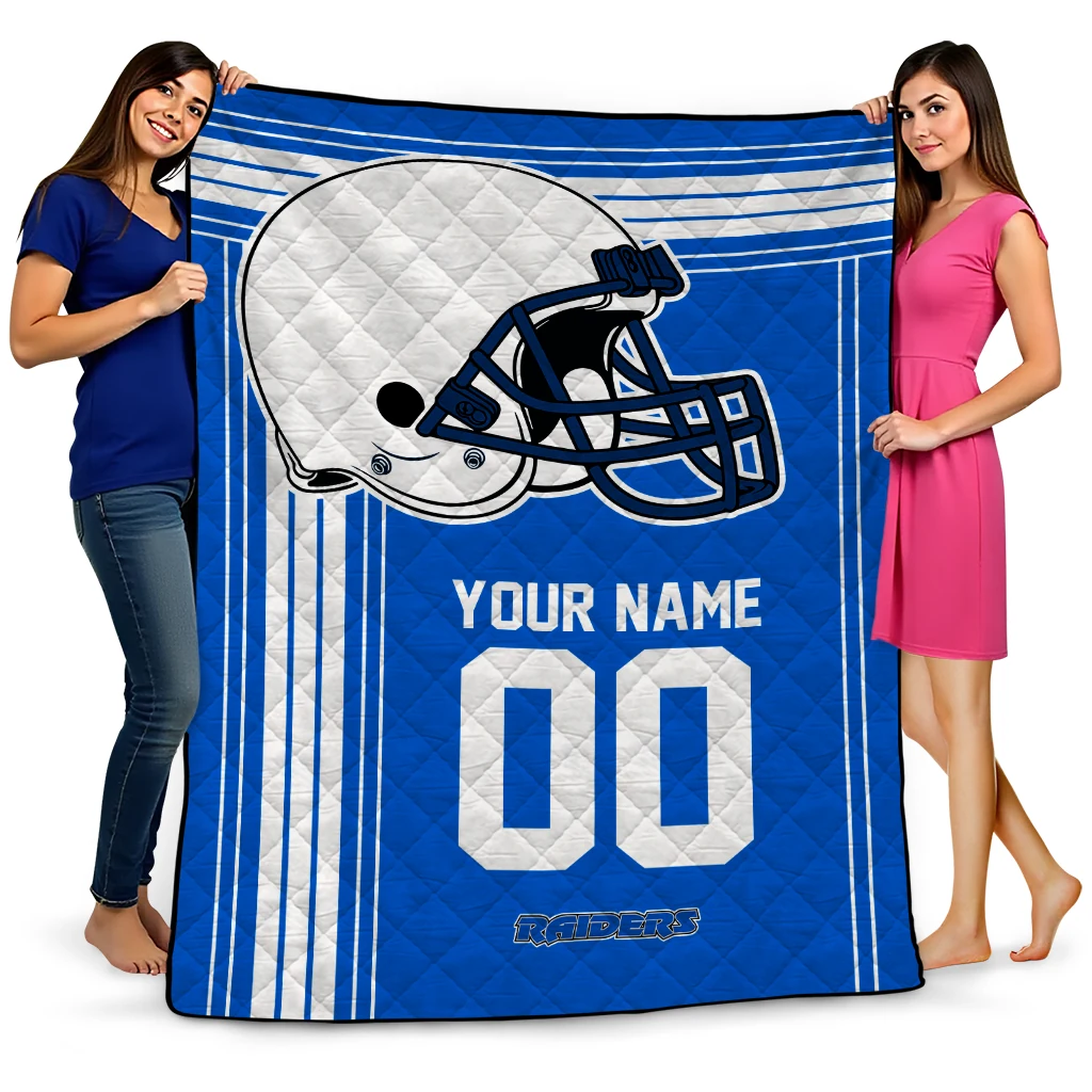 customized middle tennessee blue raiders helmet theme blue quilt blanket best selling