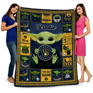 customized milwaukee brewers yody baby motif navy blue quilt blanket best selling