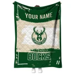 customized milwaukee bucks grunge patch green white quilt blanket best selling