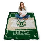 customized milwaukee bucks grunge patch green white quilt blanket best selling