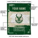 customized milwaukee bucks grunge patch green white quilt blanket best selling
