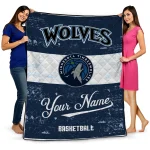 customized minnesota timberwolves helmet fan midnight blue white quilt blanket best selling