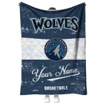 customized minnesota timberwolves helmet fan midnight blue white quilt blanket best selling