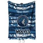 customized minnesota timberwolves layered florals midnight blue white quilt blanket best selling