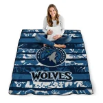 customized minnesota timberwolves layered florals midnight blue white quilt blanket best selling