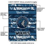 customized minnesota timberwolves layered florals midnight blue white quilt blanket best selling