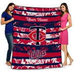 customized minnesota twins layered florals navy white quilt blanket best selling