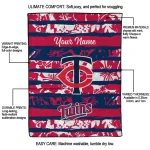 customized minnesota twins layered florals navy white quilt blanket best selling