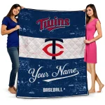 customized minnesota twins snoopy victory navy white quilt blanket best selling