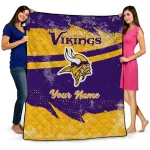 customized minnesota vikings brushstroke layers purple quilt blanket best selling