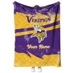 customized minnesota vikings brushstroke layers purple quilt blanket best selling