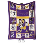 customized minnesota vikings mickey crimson purple white quilt blanket best selling