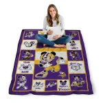 customized minnesota vikings mickey crimson purple white quilt blanket best selling