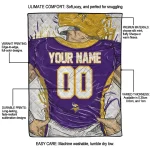 customized minnesota vikings player sketch purple gray quilt blanket best selling