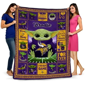 customized minnesota vikings yody baby pattern purple quilt blanket best selling