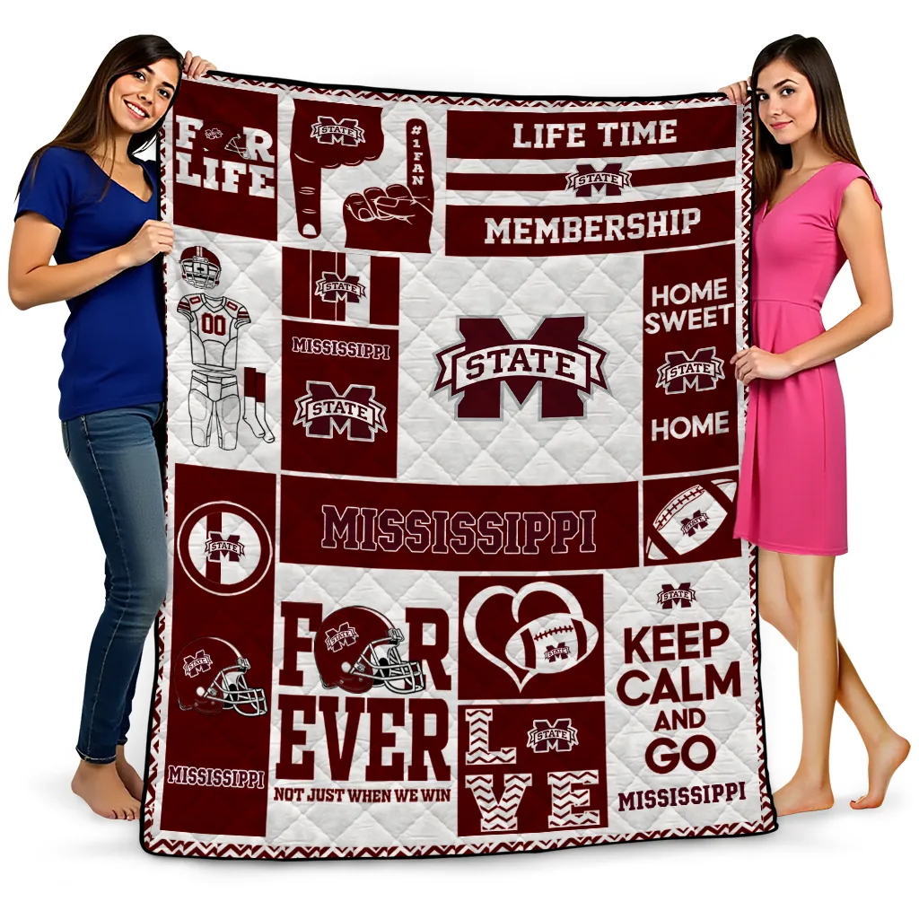 customized mississippi state bulldogs helmet passion maroon quilt blanket best selling customized mississippi state bulldogs helmet passion maroon quilt blanket best selling