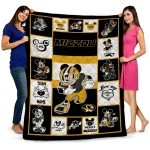 customized missouri tigers mickey crimson black white quilt blanket best selling