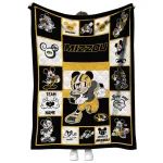 customized missouri tigers mickey crimson black white quilt blanket best selling