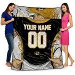 customized missouri tigers player sketch black gray quilt blanket best selling